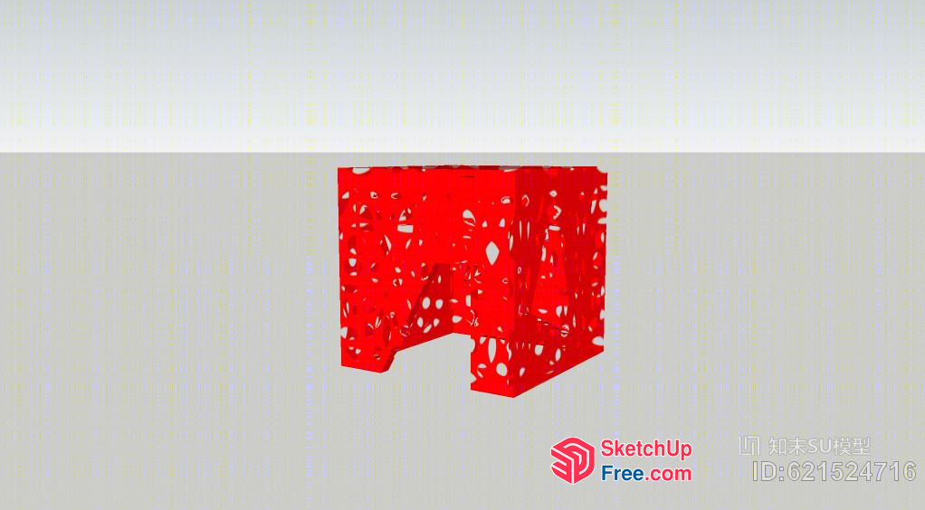 Red Decorative 3D Printed Block 3D SketchUp File
