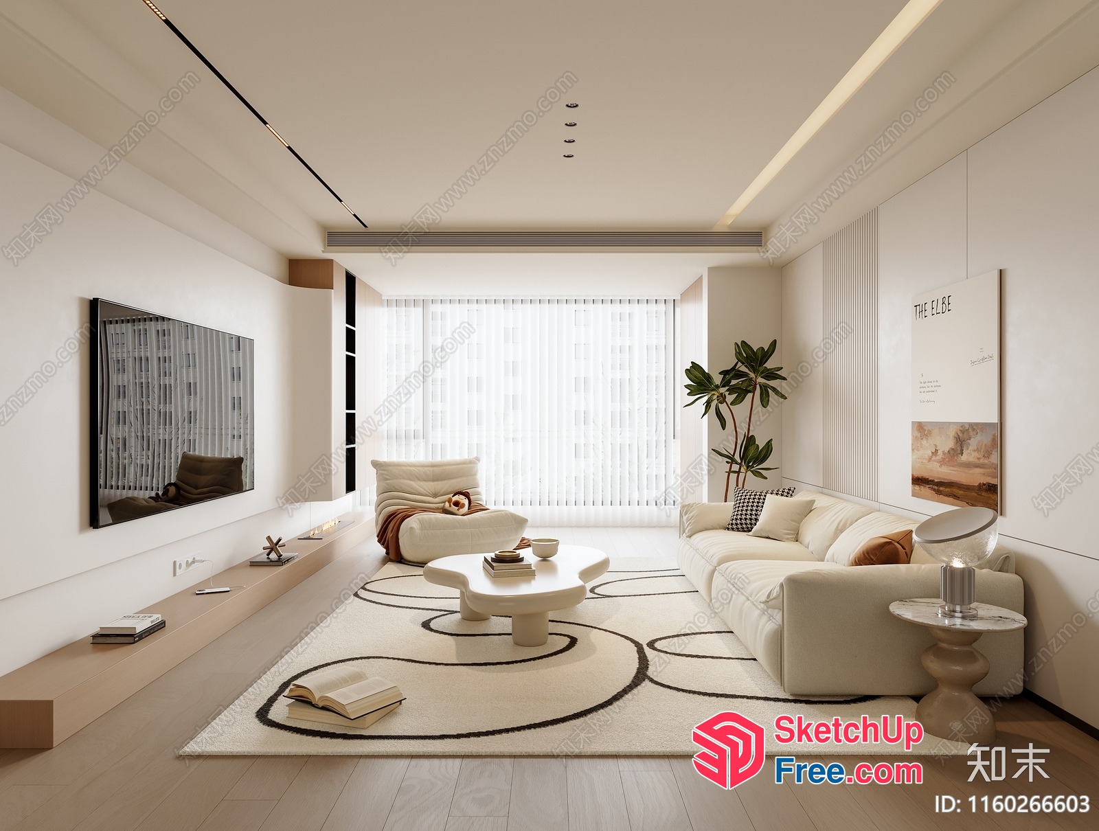 Minimalist Scandinavian Style Living Room 3D SketchUp File