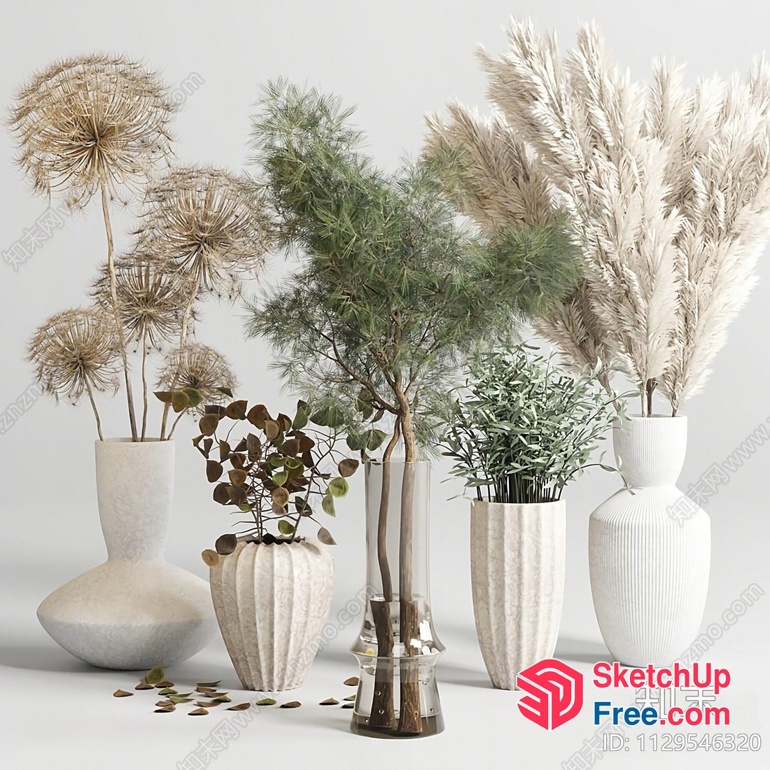 Modern Minimalist Interior Decorative Vases And Plants 3D SketchUp File