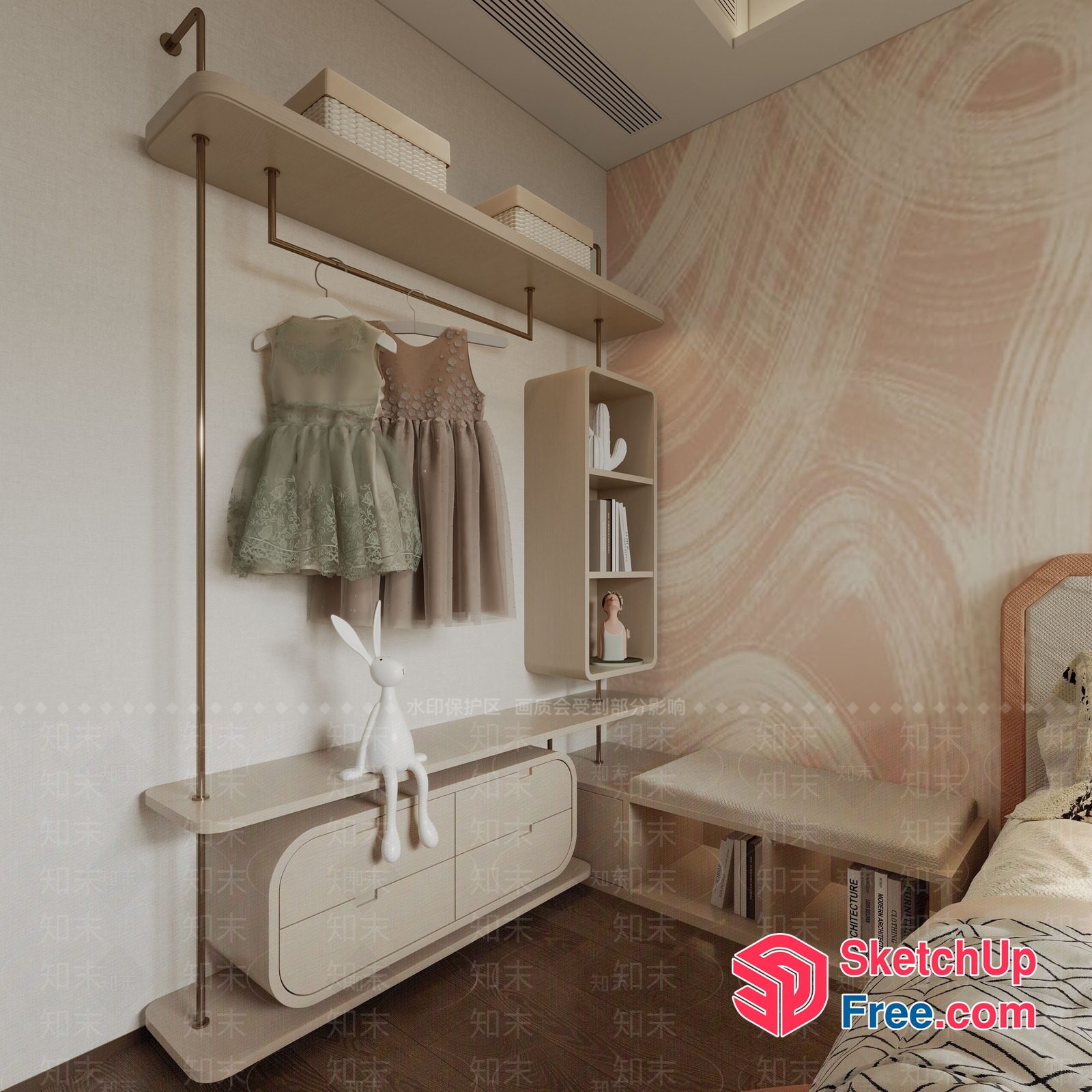 Elegant And Modern Minimalist Children'S Bedroom Design 3D SketchUp File