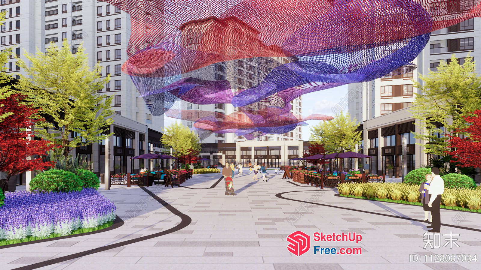 Colorful Sculpture Installation In A Modern City Street 3D SketchUp File
