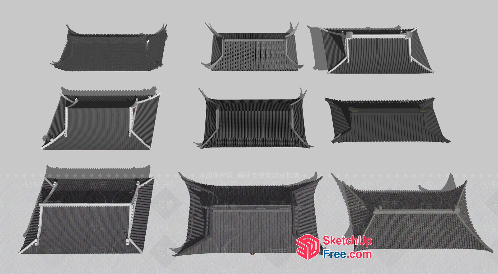 Traditional Asian Roof Designs 3D SketchUp File