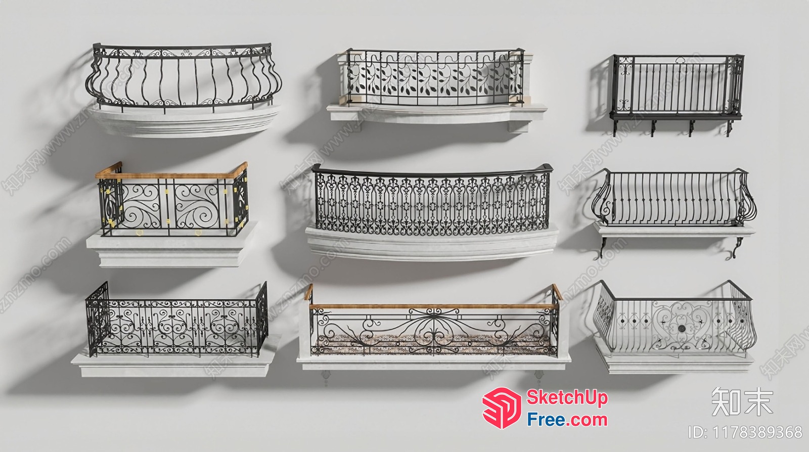 Ornate Metal Railings With Intricate Patterns And Designs 3D SketchUp File