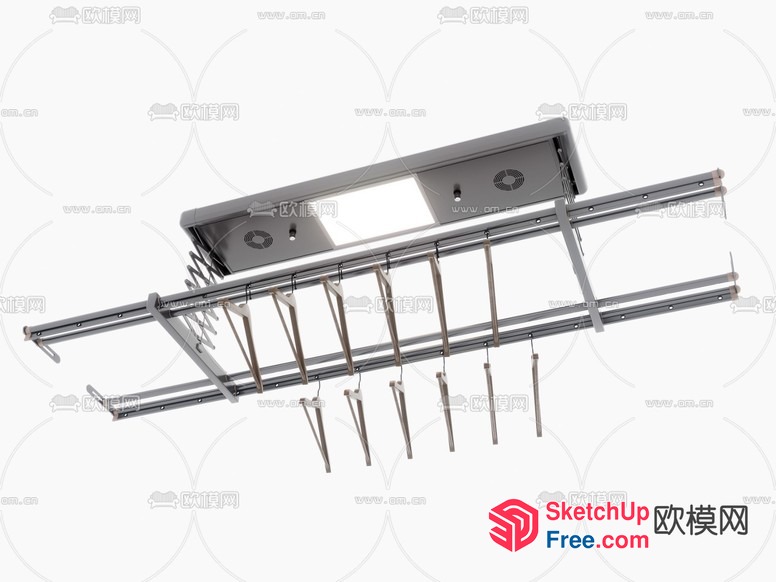 Silver Metal Railing And Staircase 3D SketchUp File