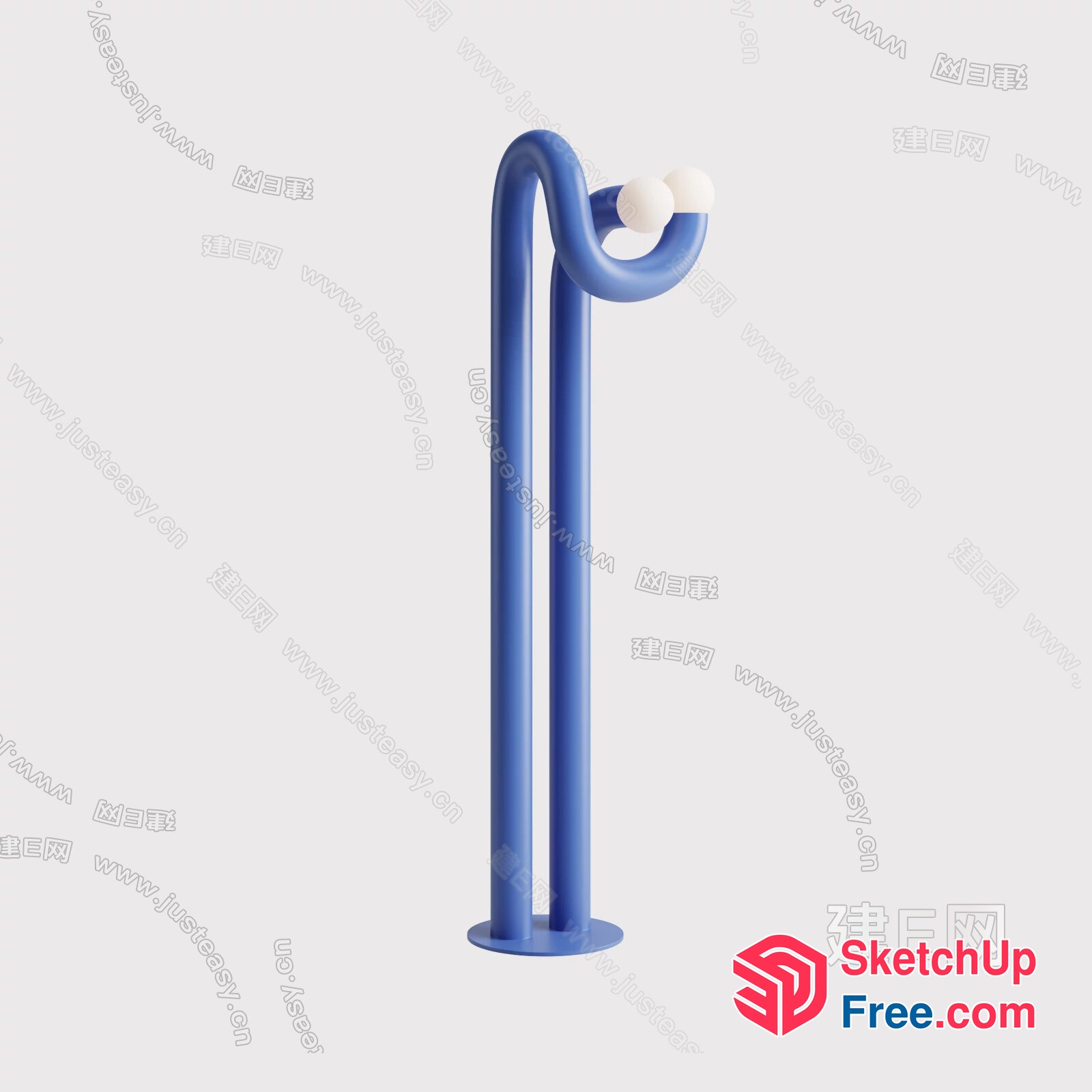Simple Blue Stair Handrail 3D SketchUp File