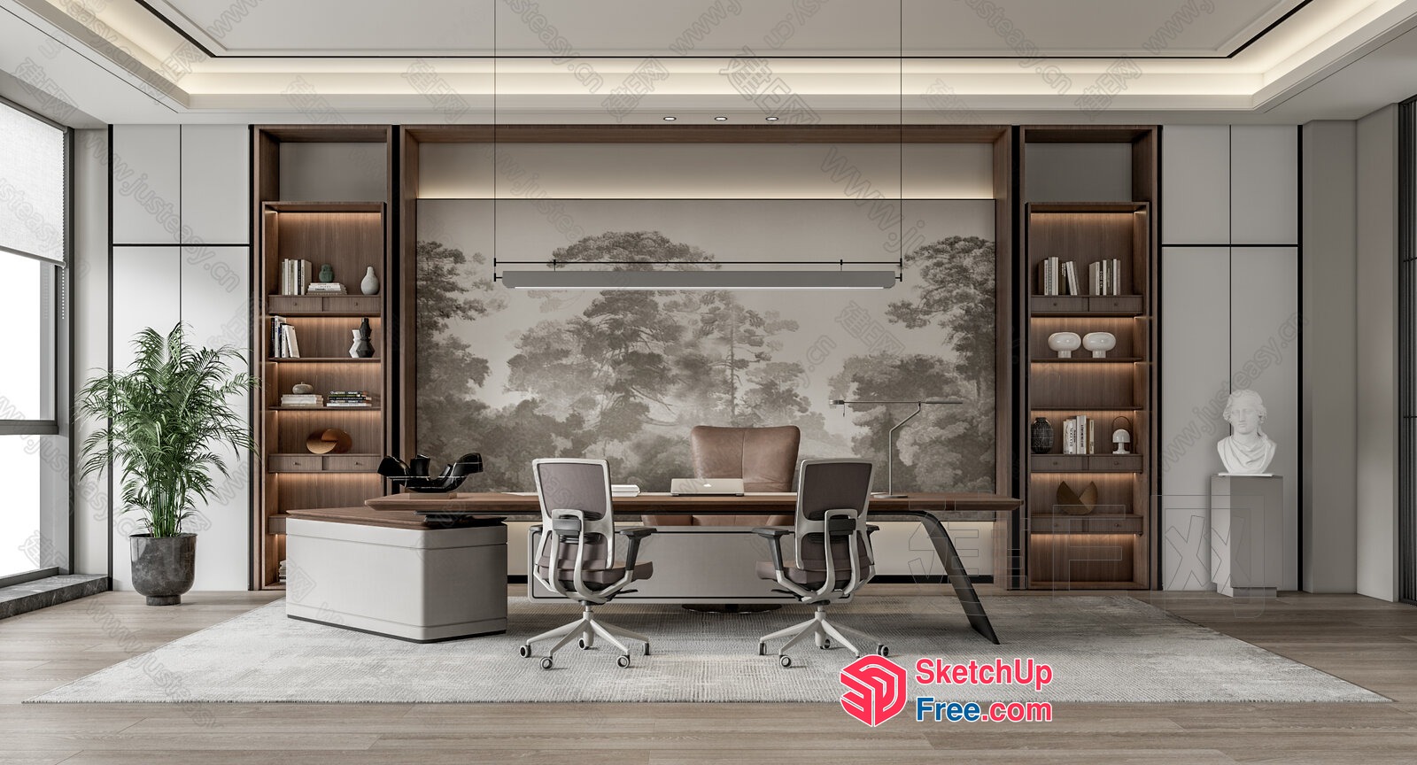 Modern Office Interior With Sleek Furniture And Natural Light 3D SketchUp File