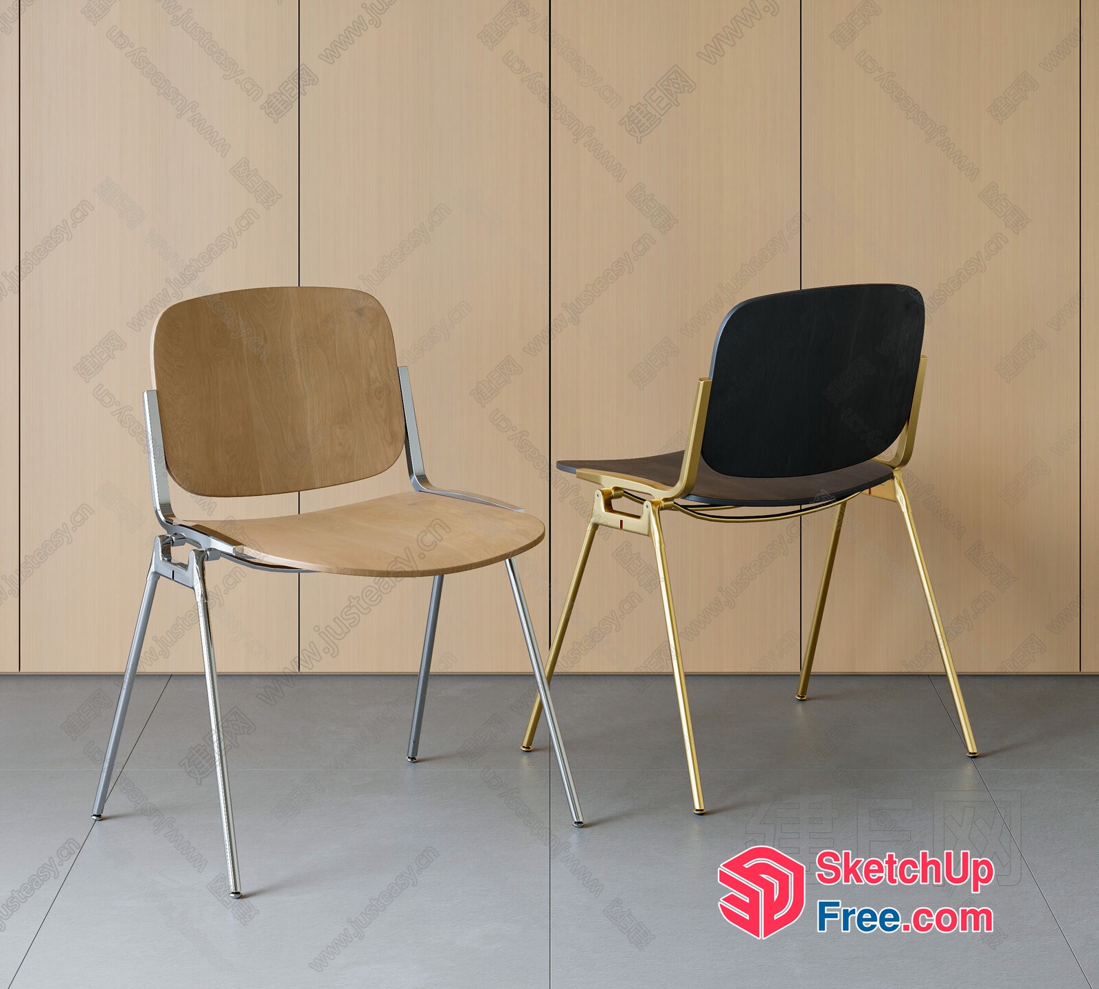 Two Chairs In A Modern Interior Setting 3D SketchUp File