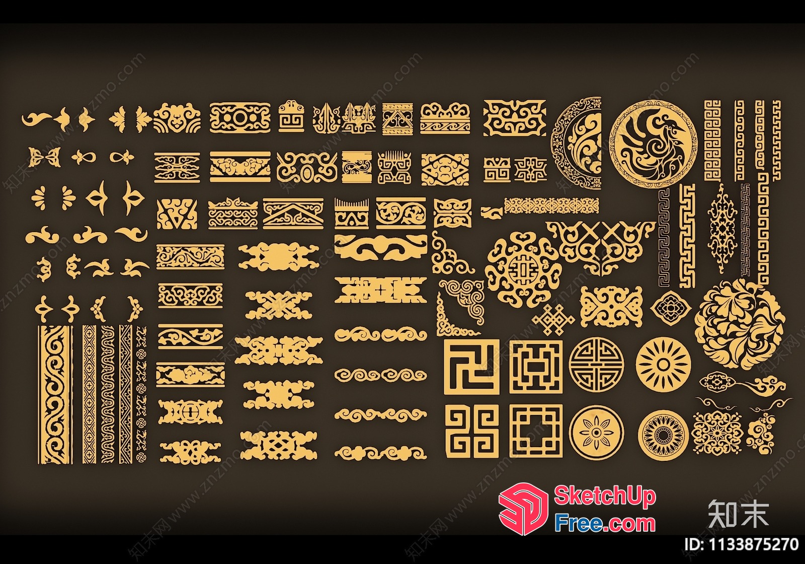 Ornate Asian-Inspired Decorative Elements 3D SketchUp File