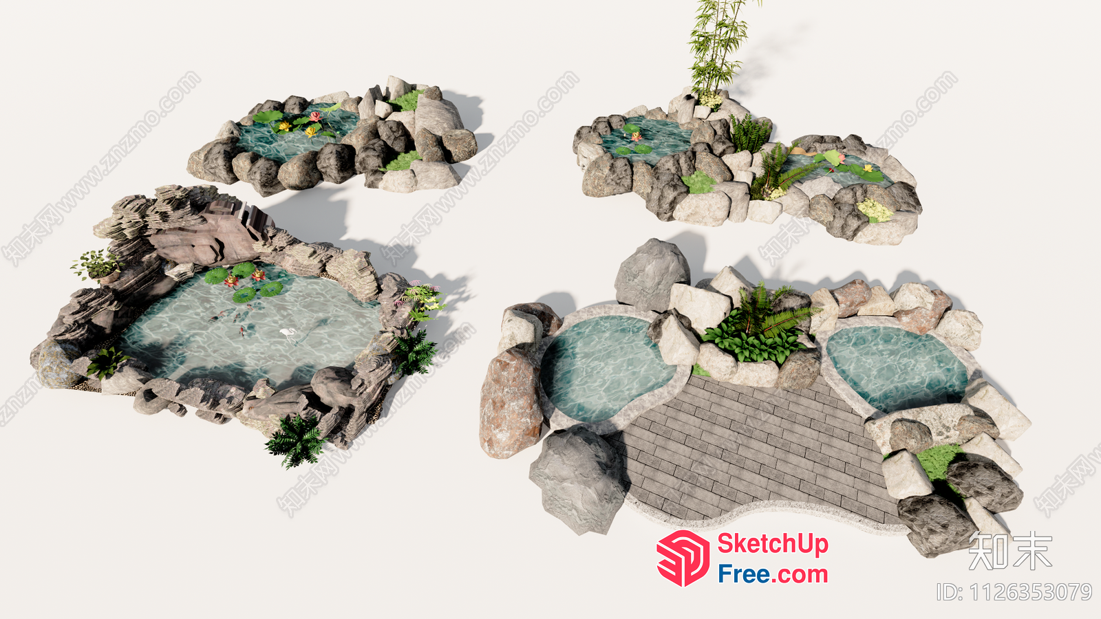 3D Rendering Of A Serene Water Feature With Natural Surroundings 3D SketchUp File