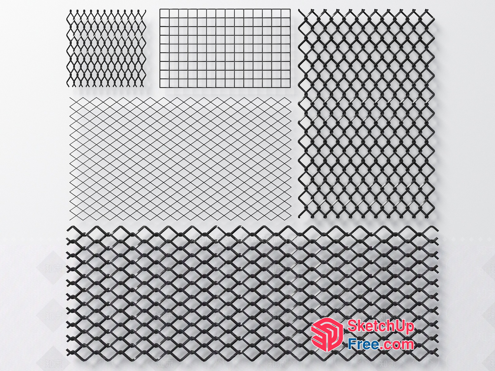 Diamond Patterned Metal Mesh 3D SketchUp File