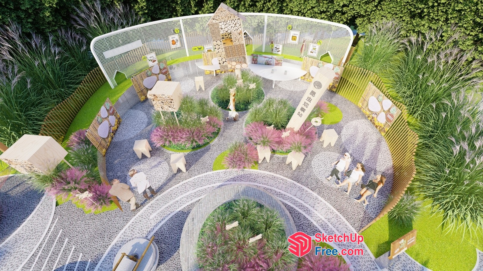 Curved Outdoor Furniture With Natural Elements 3D SketchUp File