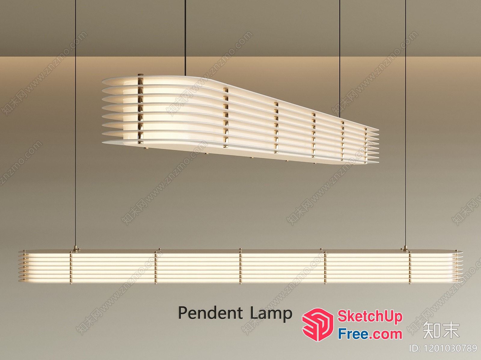 Long, Modern, Hanging, Led Light Fixture 3D SketchUp File