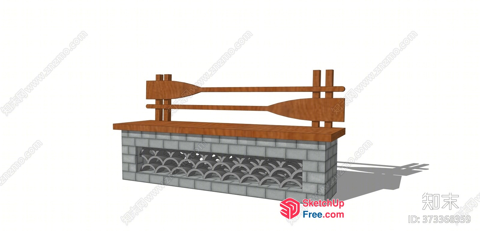 Stone Fireplace With Wooden Mantel 3D SketchUp File