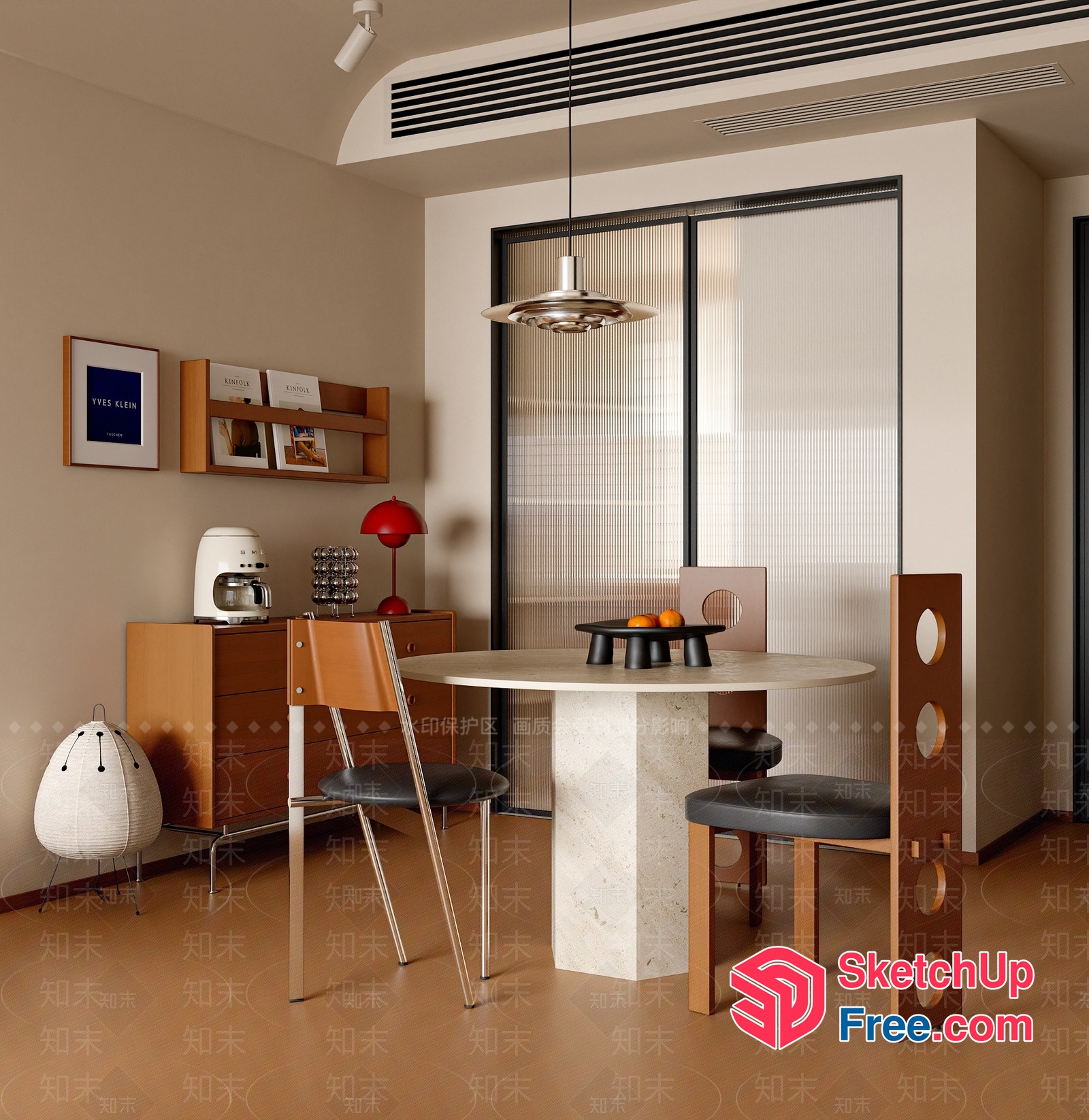 Modern Minimalist Dining Room With Sleek Furniture 3D SketchUp File