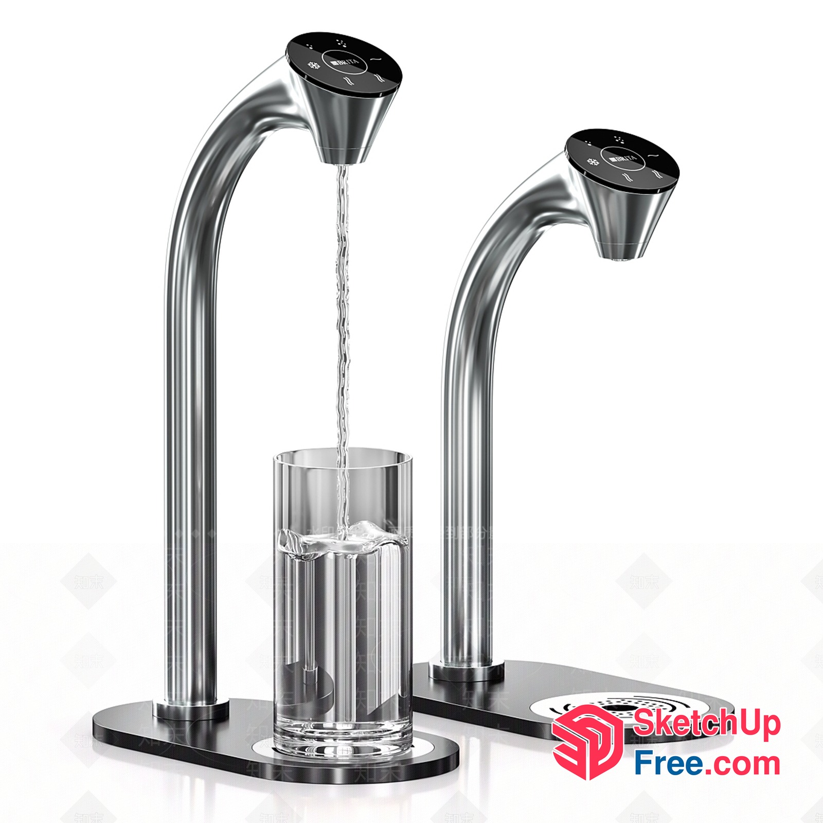 Modern Water Dispenser And Glass 3D SketchUp File