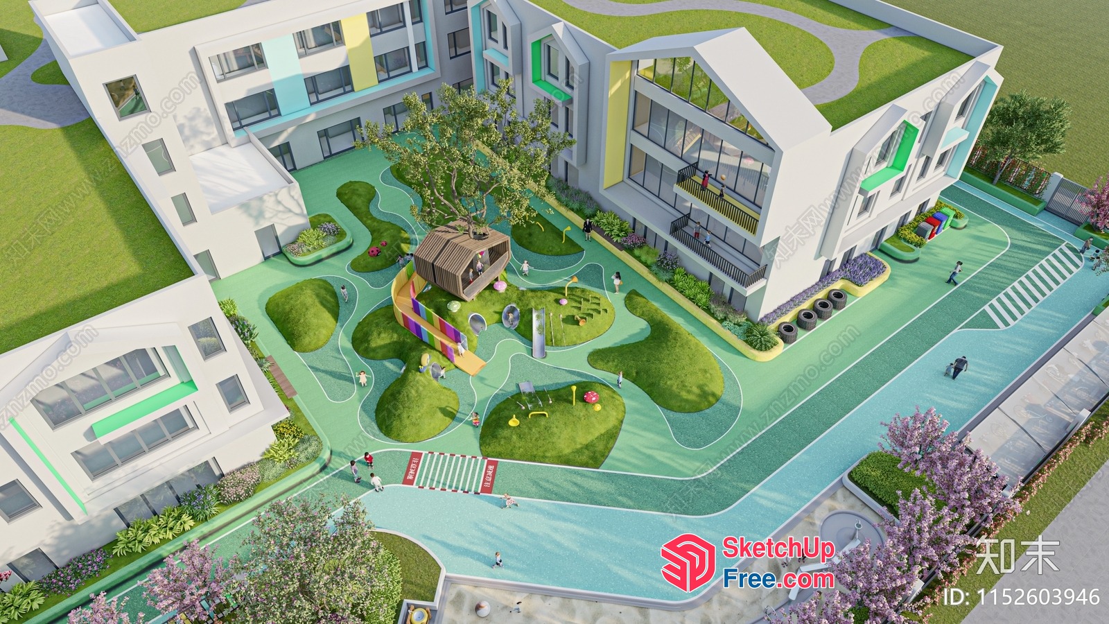 Modern Residential Complex With Vibrant Play Area 3D SketchUp File