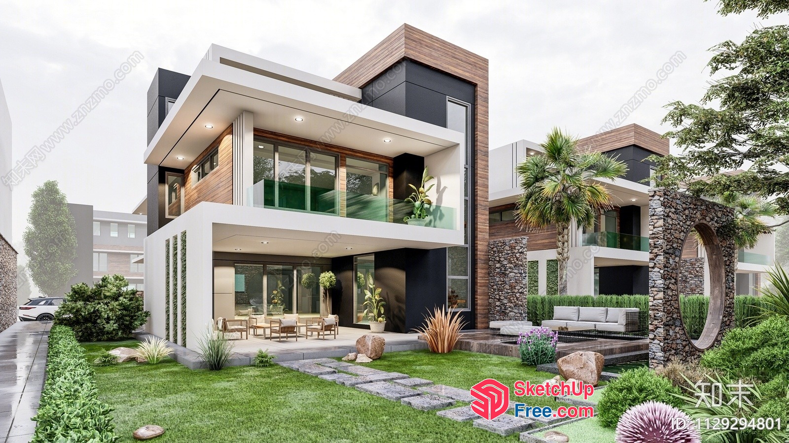 Modern Contemporary Villa Exterior 3D SketchUp File