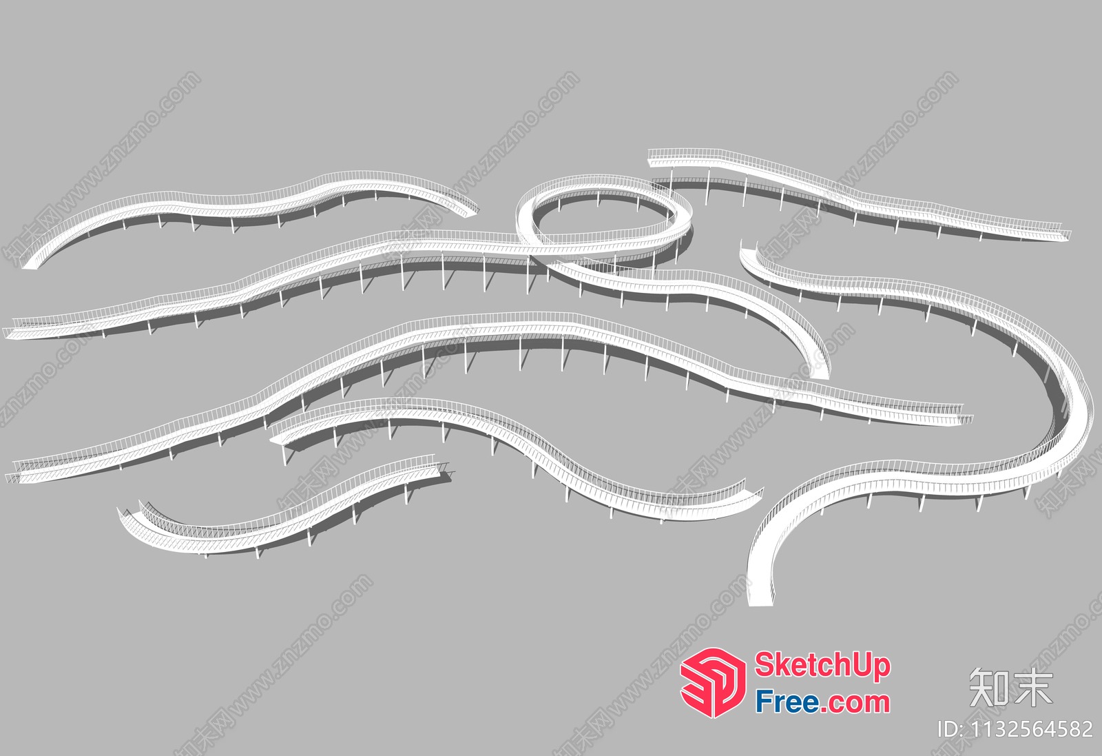 Serpentine Railing Stairway Design 3D SketchUp File