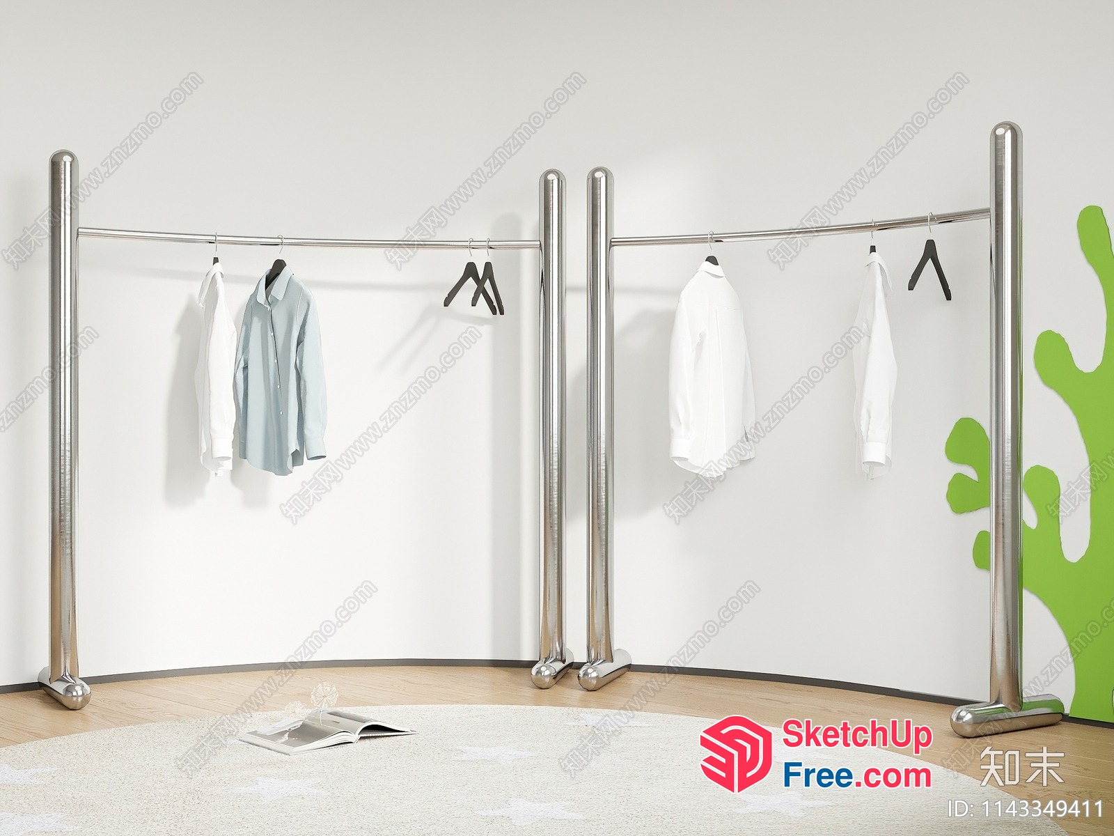 Clothes Rack In A Minimalist Interior Setting 3D SketchUp File