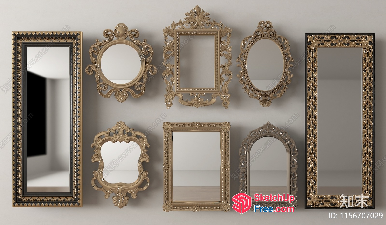 Ornate Mirror Collection 3D SketchUp File