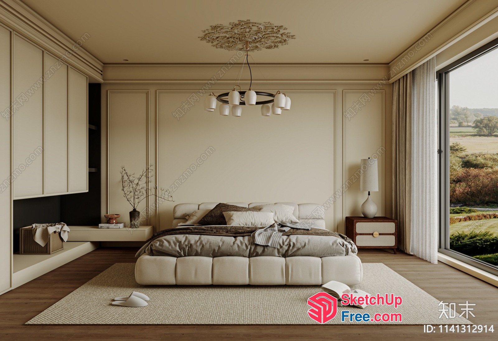 Minimalist Japanese Style Bedroom Interior 3D SketchUp File