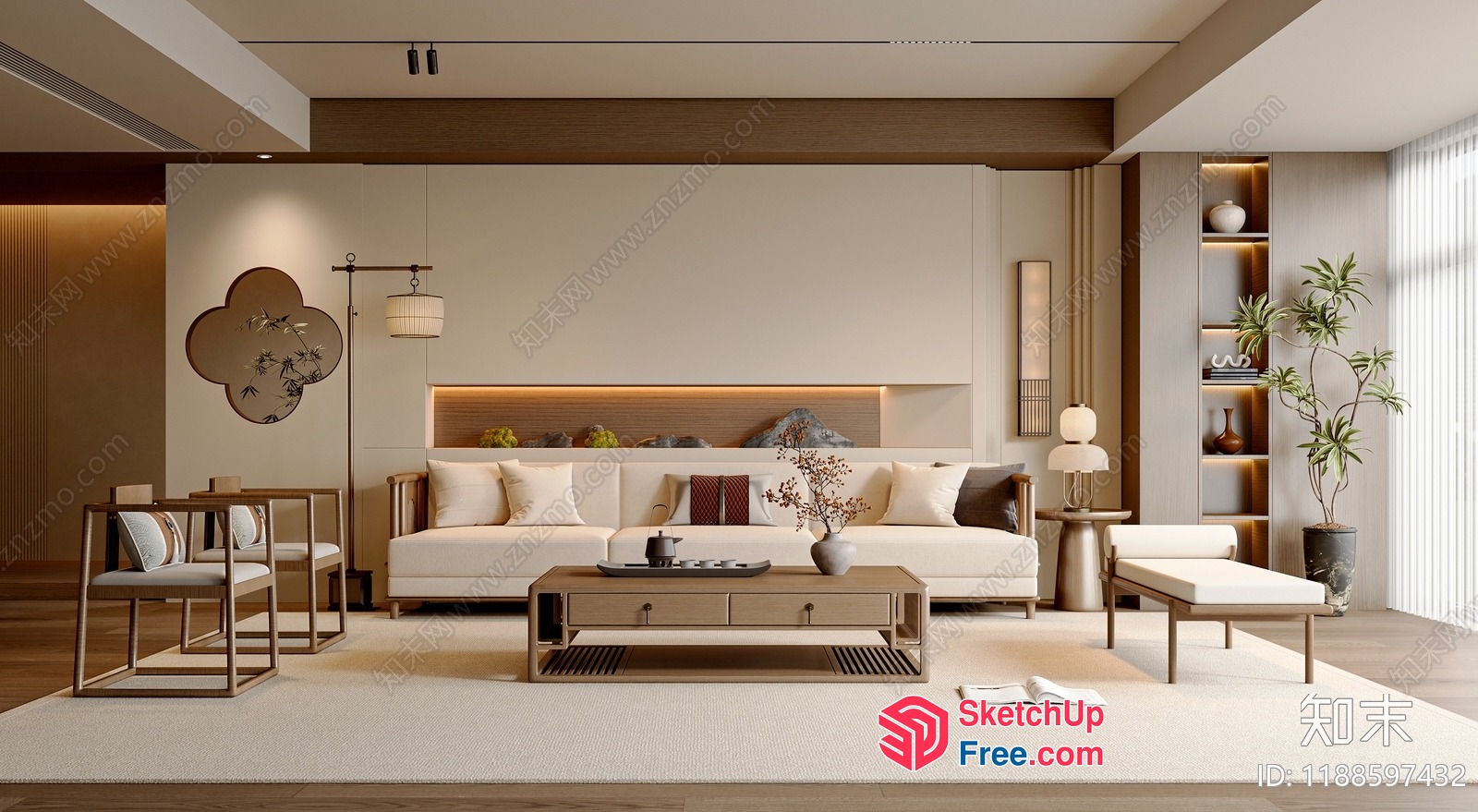 Elegant Minimalist Living Room Interior 3D SketchUp File