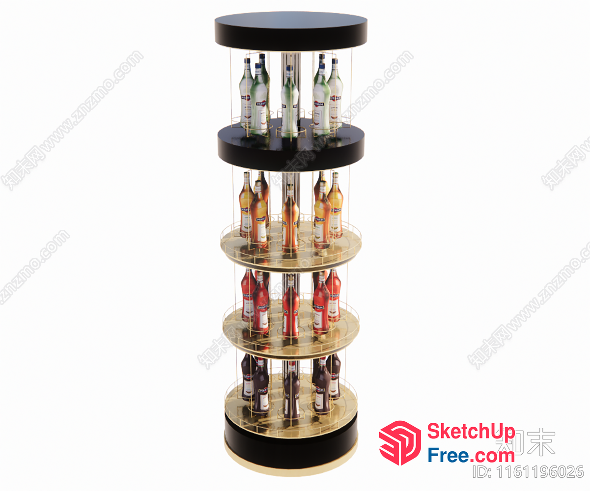 Multi-Level Display Rack For Wine And Liquor Bottles 3D SketchUp File