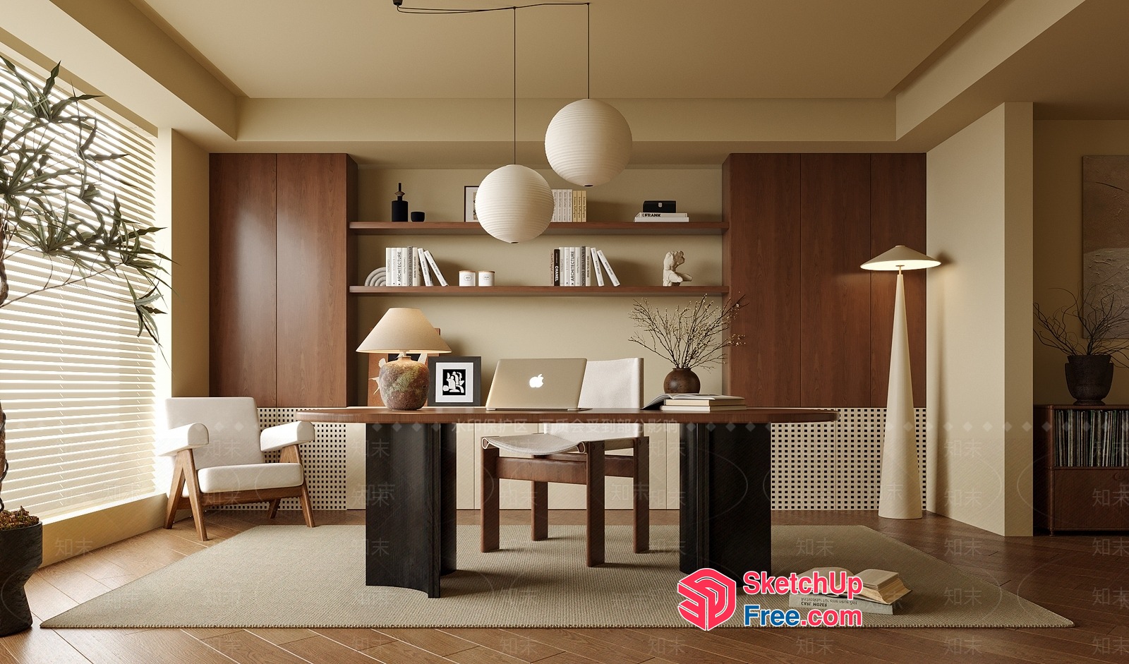Modern Office Space With Natural Light And Minimalist Decor 3D SketchUp File