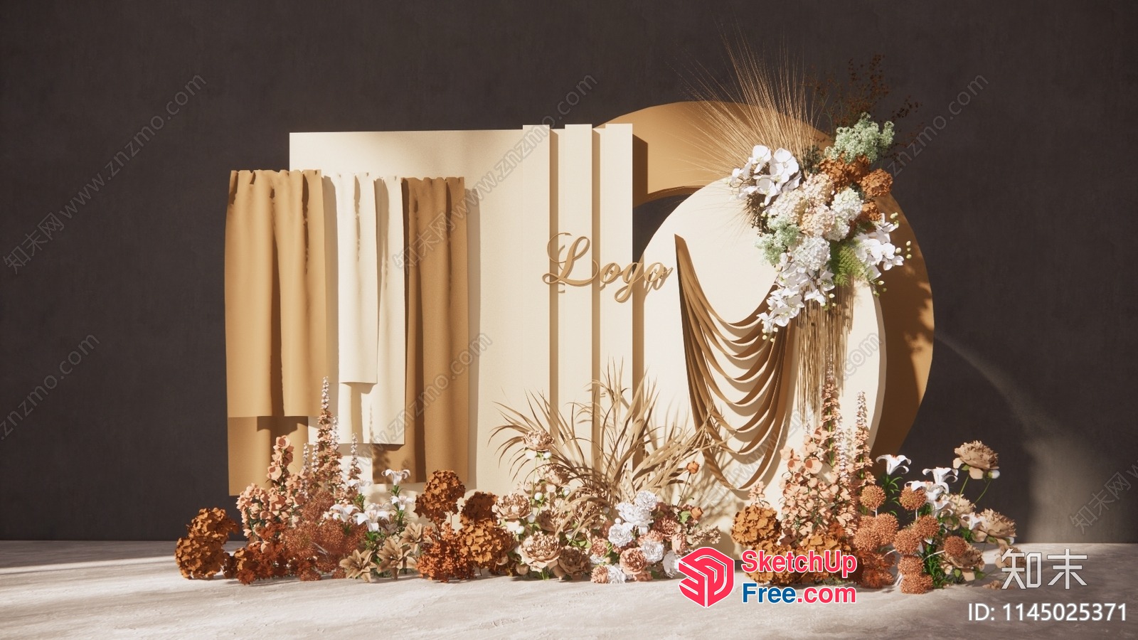 Elegant White And Brown Floral Decor 3D SketchUp File