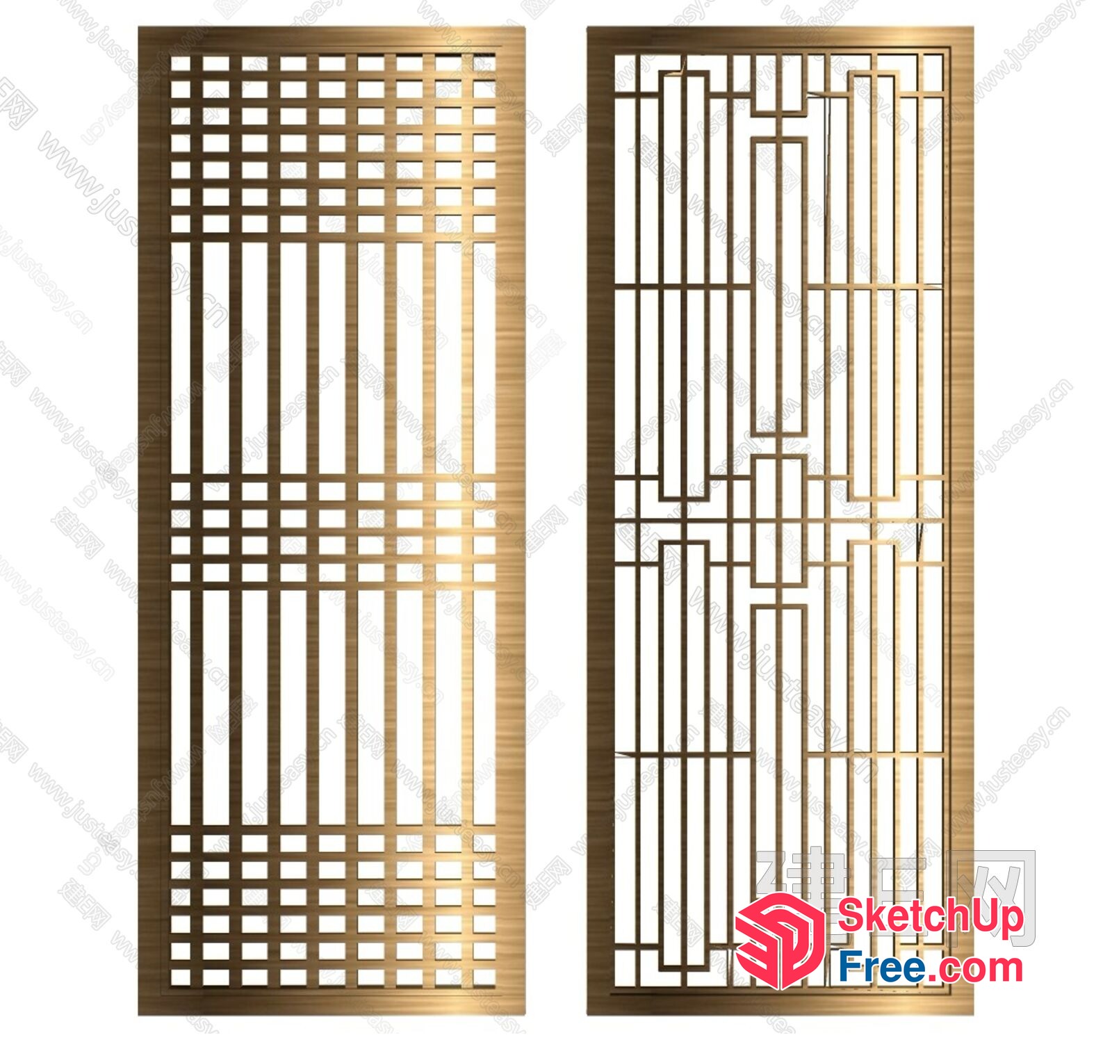 Gold Geometric Patterned Screens 3D SketchUp File