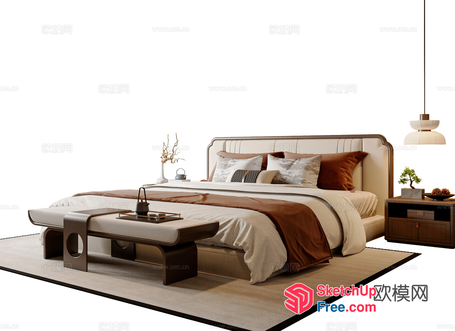 Modern Minimalist Japanese Style Bedroom 3D SketchUp File