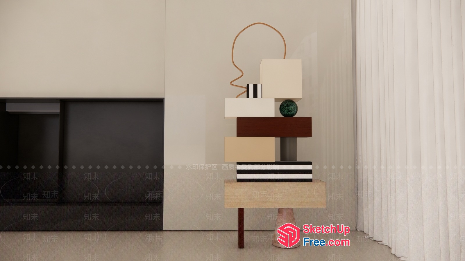 Minimalist Style Interior With Creamy And Brown Accents 3D SketchUp File