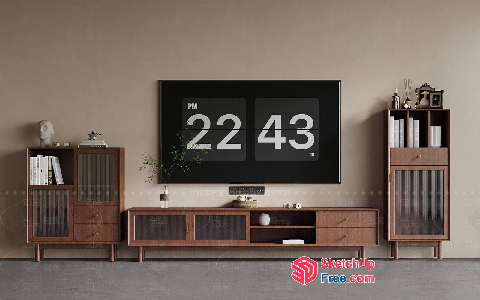 Modern Living Room Interior With Large Tv And Decorative Furniture 3D SketchUp File