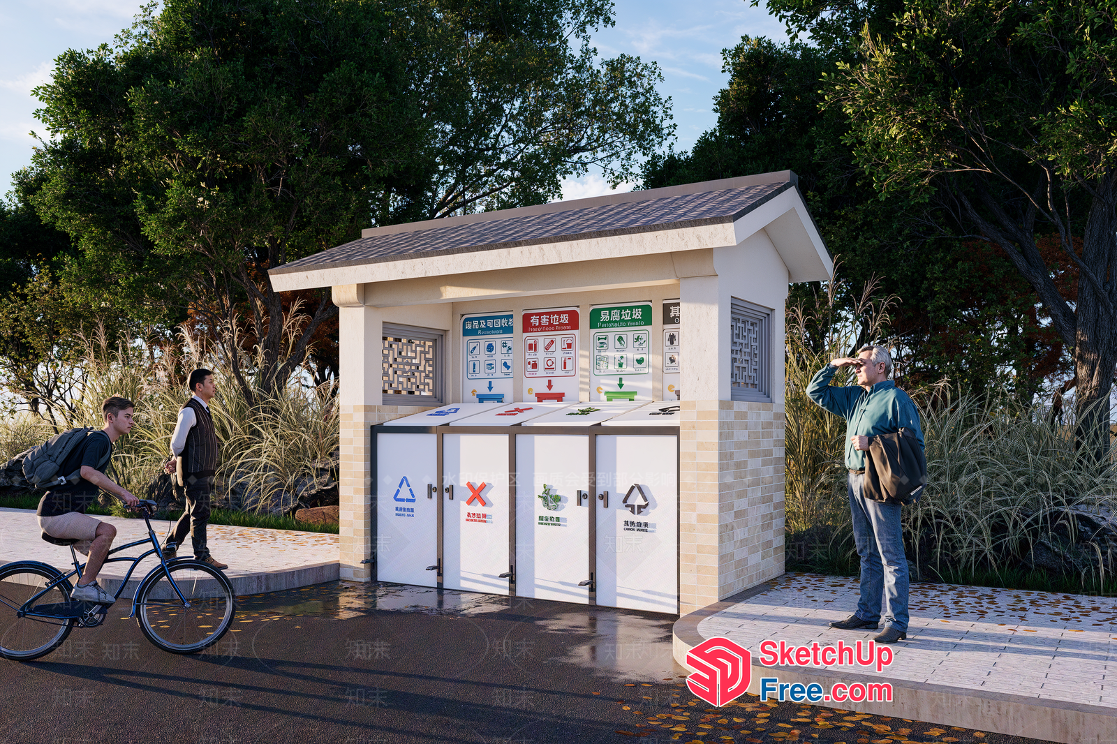 Outdoor Public Recycling Station 3D SketchUp File