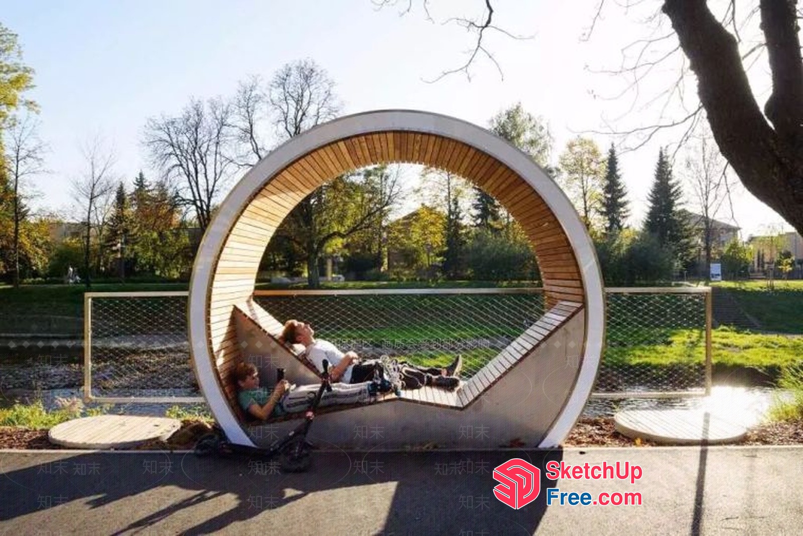 Modern Circular Outdoor Seating Area 3D SketchUp File