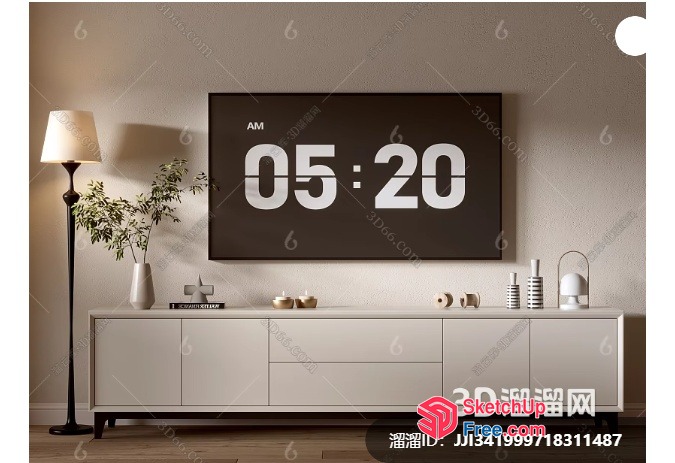 Elegant Modern Interior With Time Display 3D SketchUp File