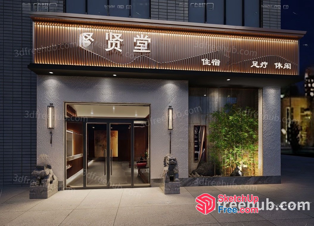 Chinese Style Exterior Design 3D SketchUp File