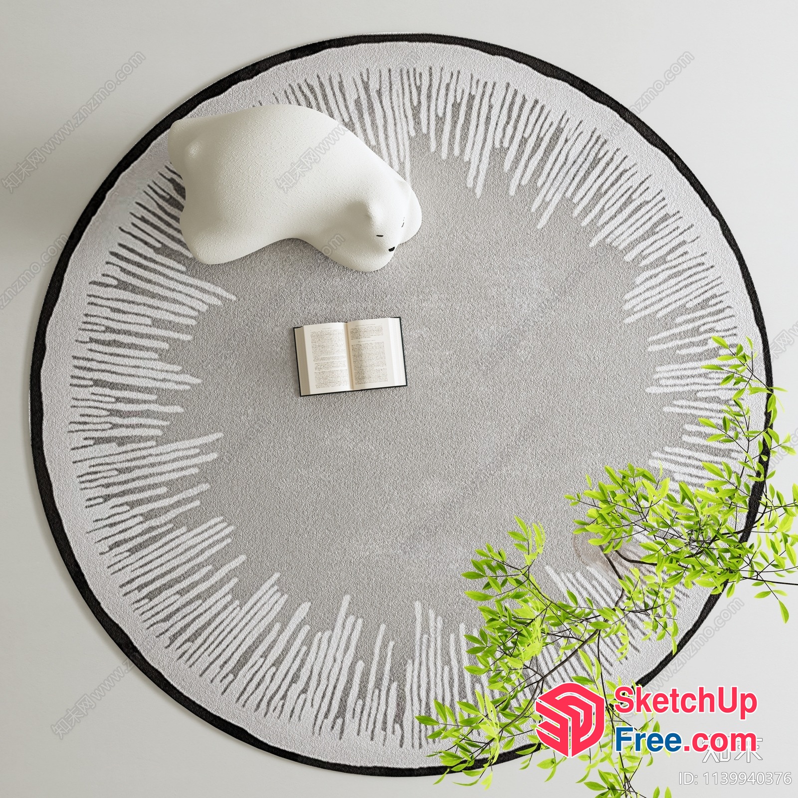 Round Rug With Animal And Book 3D SketchUp File