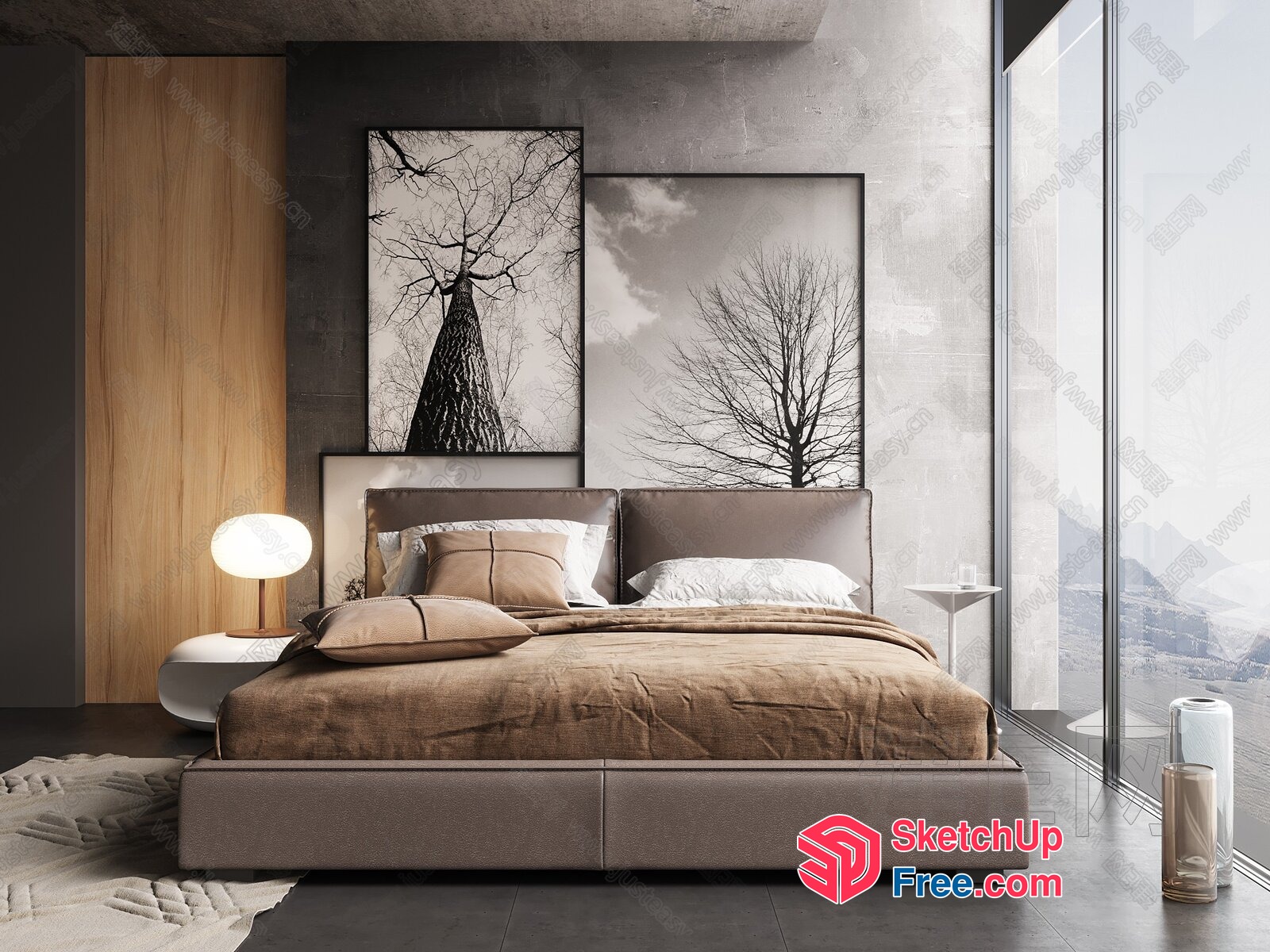 Modern Minimalist Bedroom With Sleek Furniture 3D SketchUp File