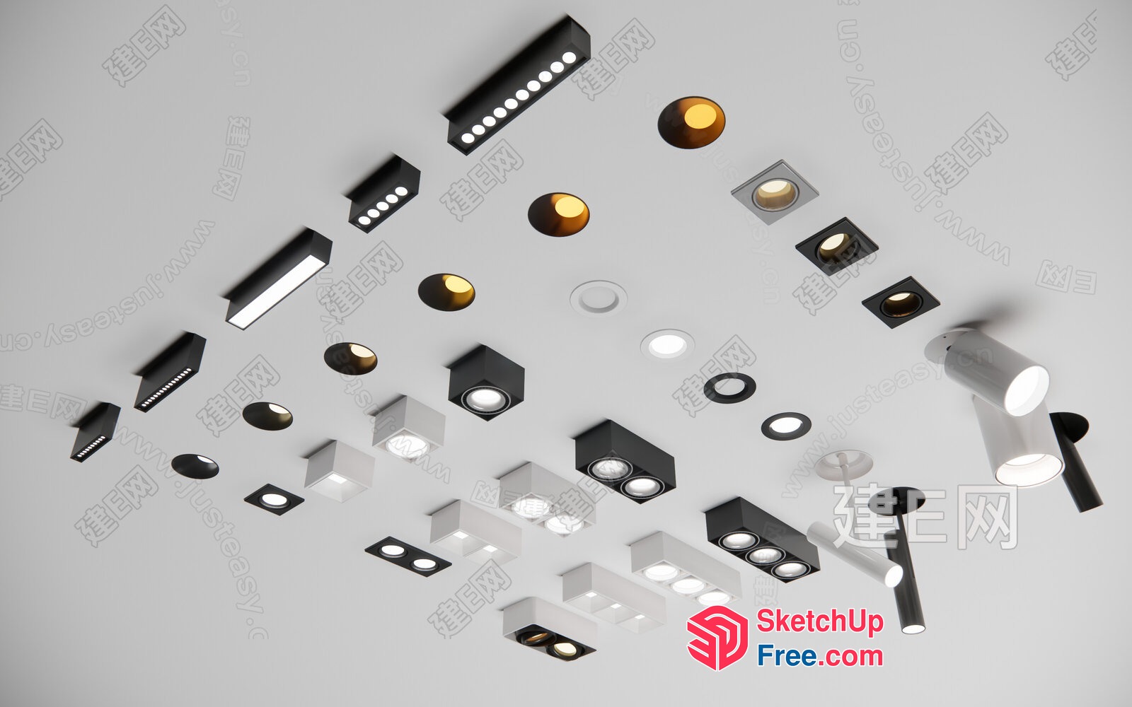 Modern Ceiling Light Fixtures Collection 3D SketchUp File