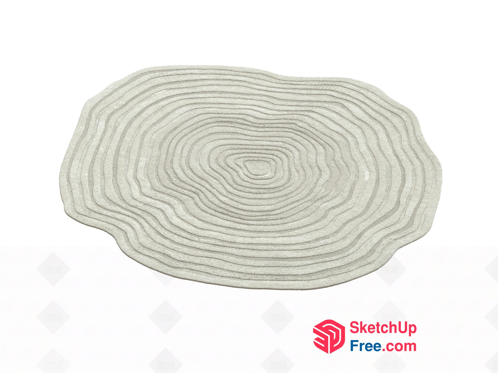 Oval-Shaped Rug With Intricate Gray Lines 3D SketchUp File