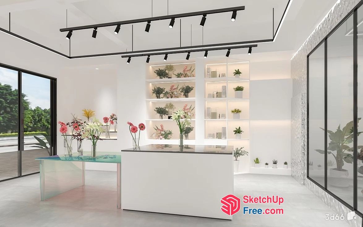 Modern White And Glass Interior 3D SketchUp File