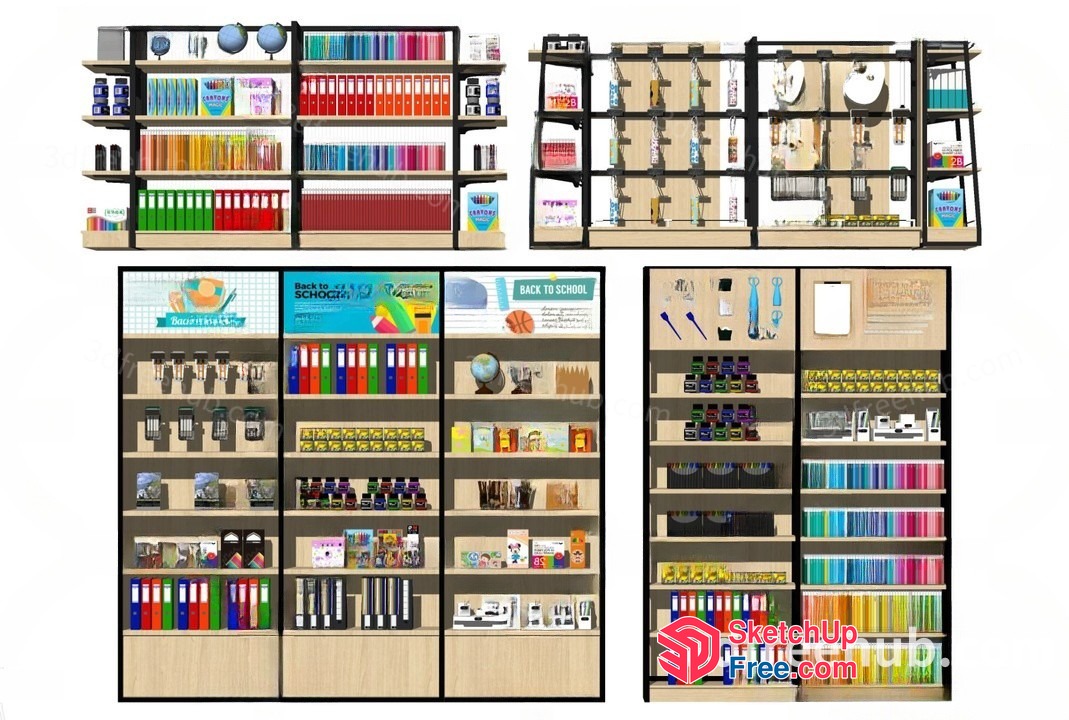 Colorful Bookcase Display 3D SketchUp File