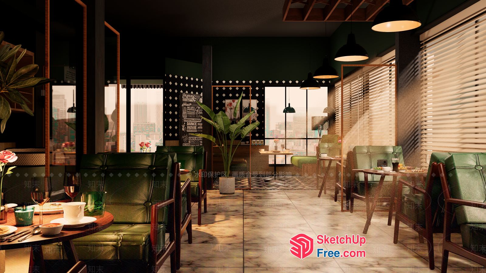 Elegant Dining Space With Modern Furniture And Natural Light 3D SketchUp File