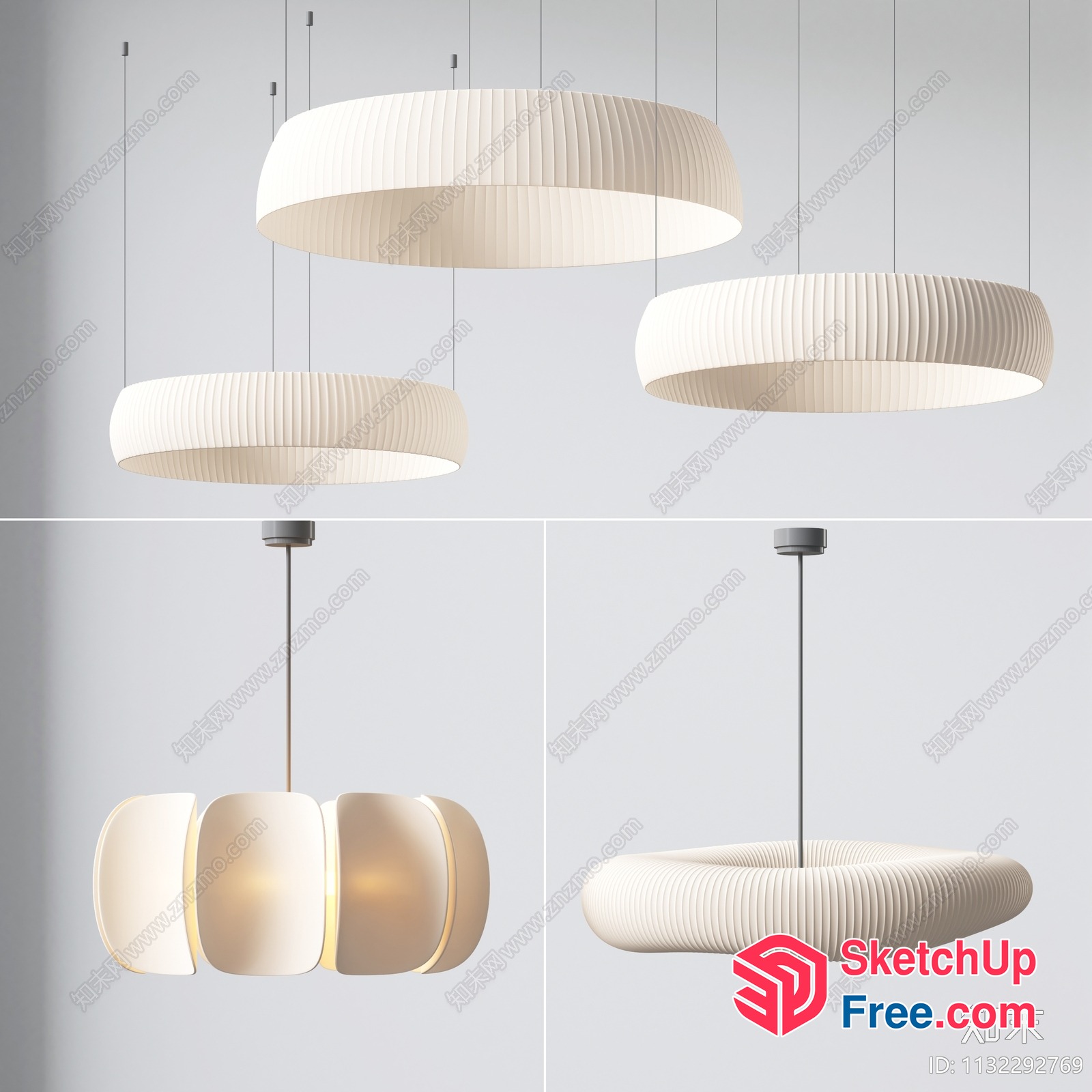 Modern White Hanging Light Fixtures 3D SketchUp File