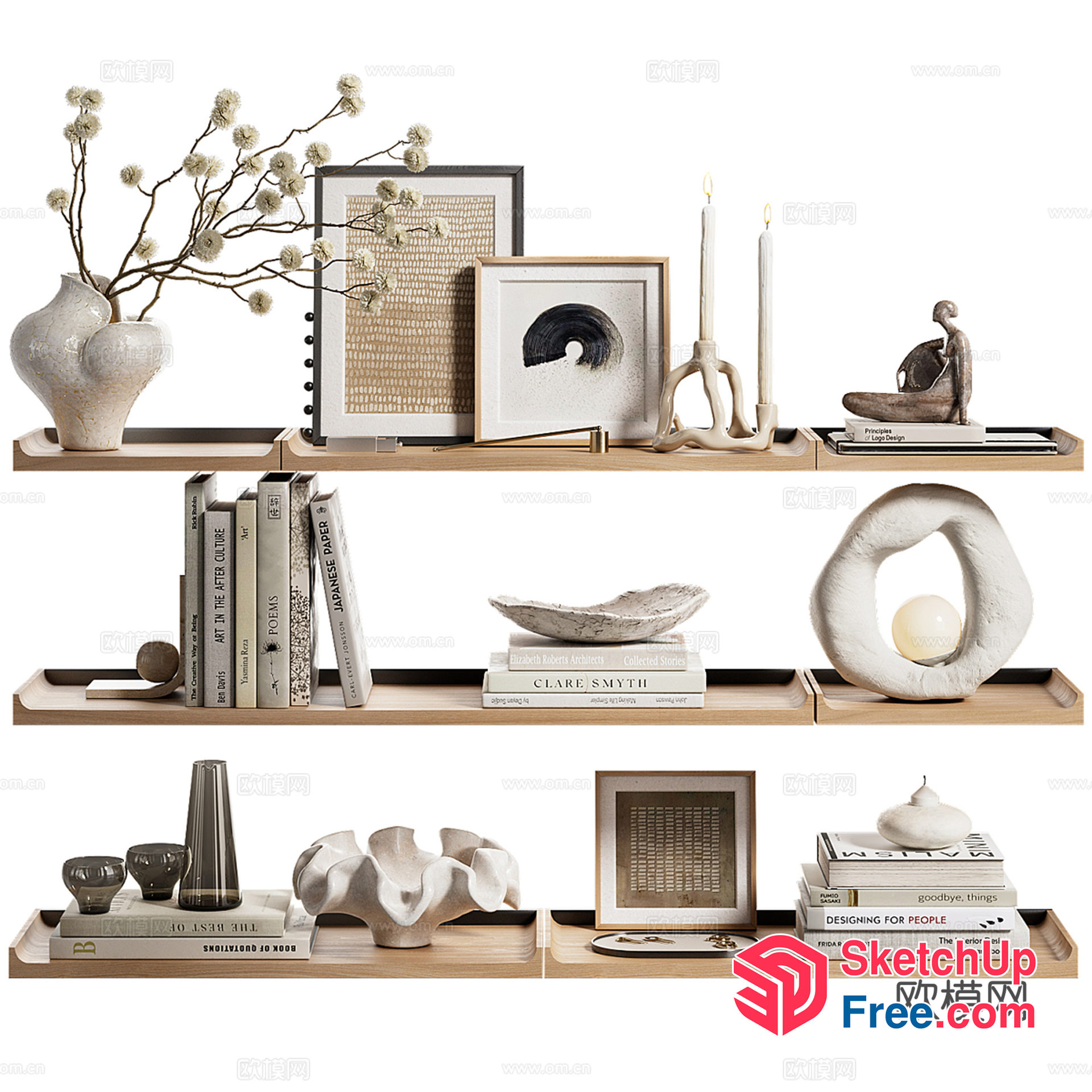 Elegant Modern Minimalist Decorative Shelf 3D SketchUp File
