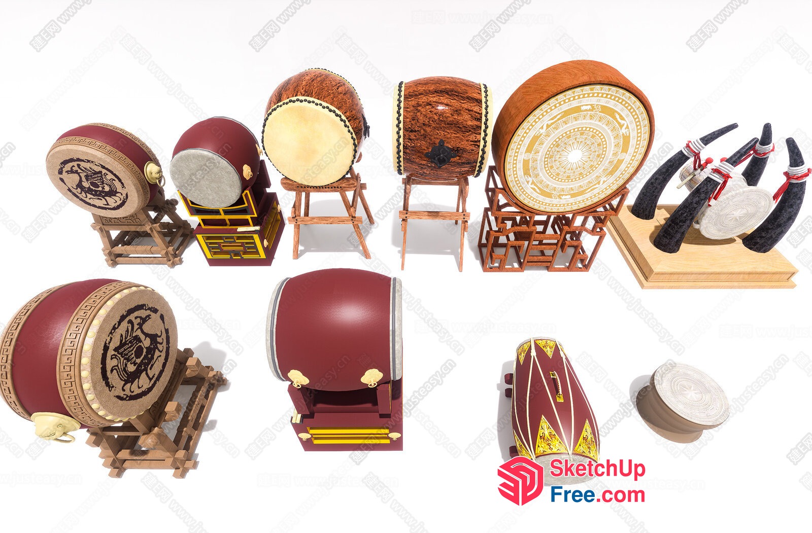 Asian Traditional Musical Instruments Collection 3D SketchUp File