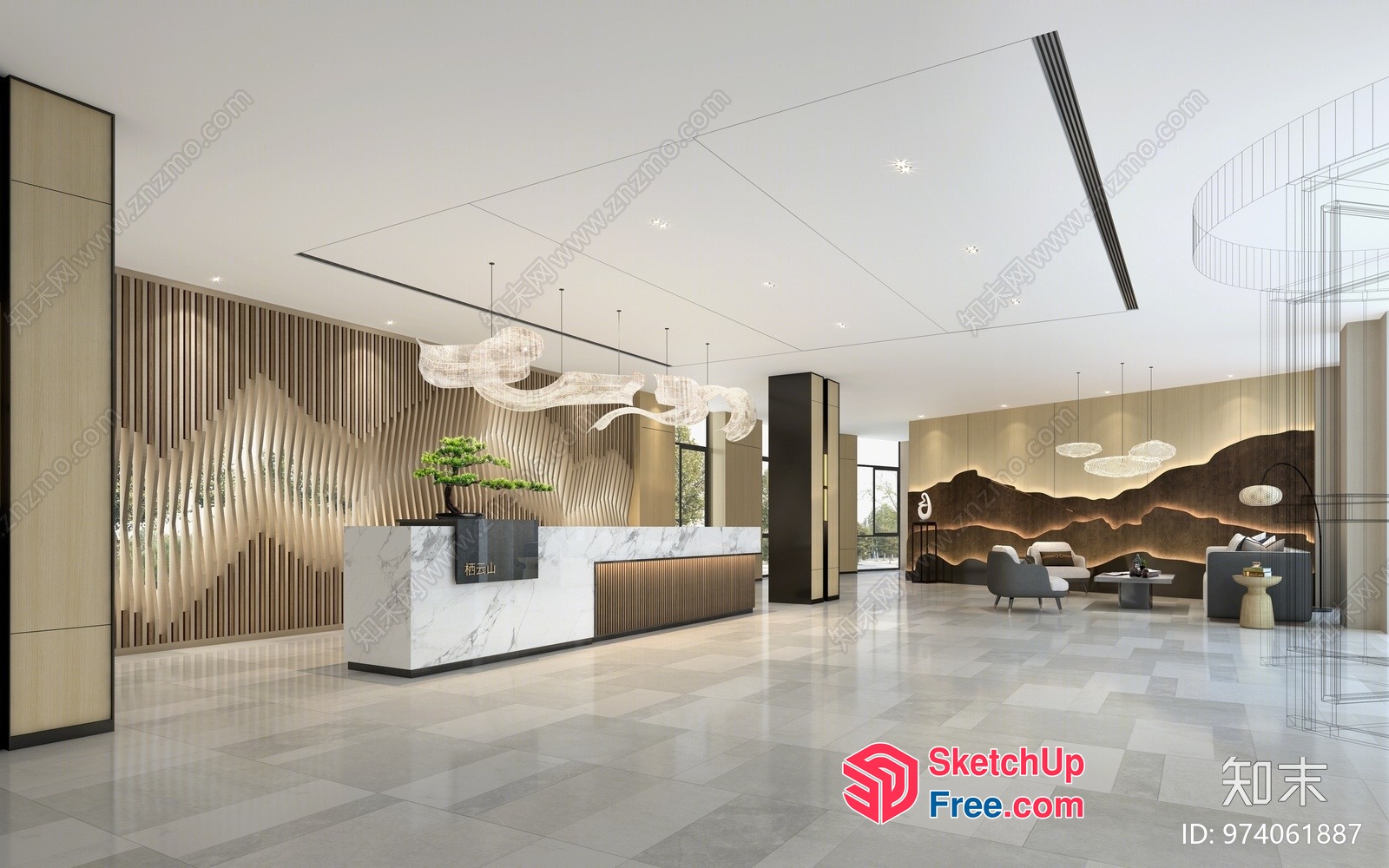 Modern Minimalist Office Interior Design 3D SketchUp File