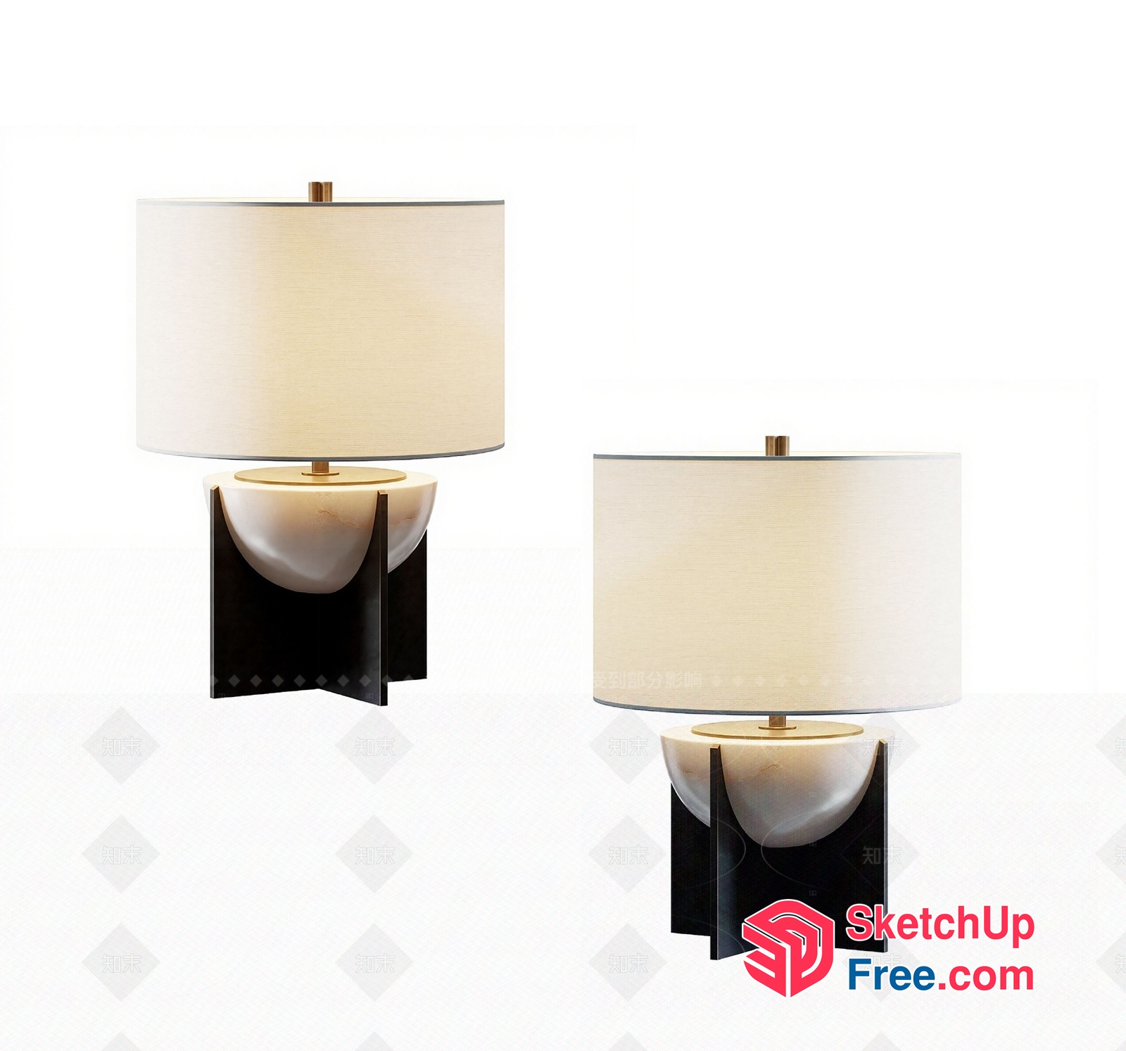 Elegant Table Lamps With Creamy Shades 3D SketchUp File