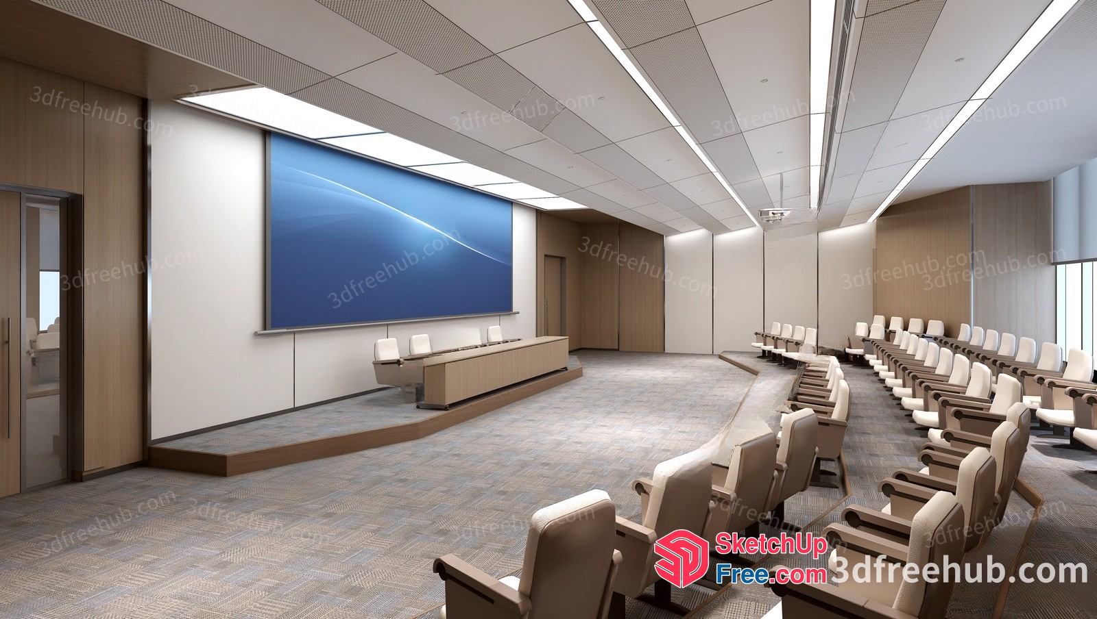 Conference Room With Modern Decor And Comfortable Seating 3D SketchUp File